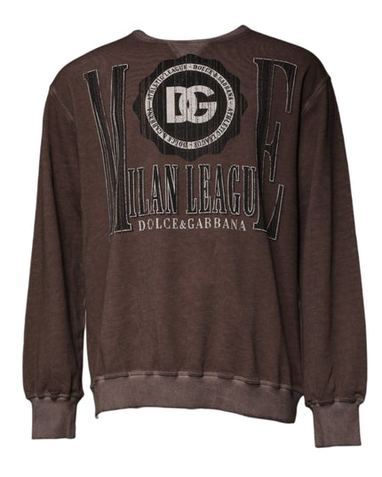 Dolce & Gabbana Brown Logo Print Crew Neck Pullover Sweater