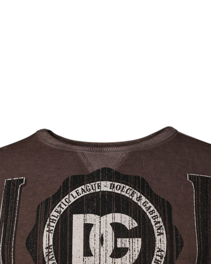 Dolce & Gabbana Brown Logo Print Crew Neck Pullover Sweater