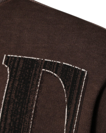 Dolce & Gabbana Brown Logo Print Crew Neck Pullover Sweater