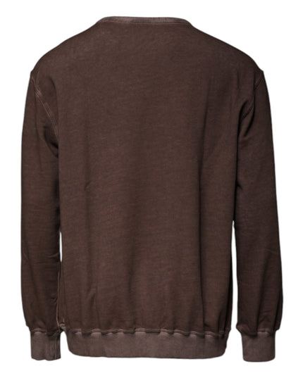 Dolce & Gabbana Brown Logo Print Crew Neck Pullover Sweater