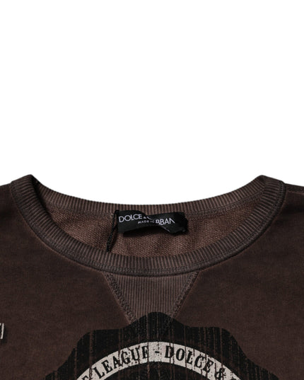 Dolce & Gabbana Brown Logo Print Crew Neck Pullover Sweater
