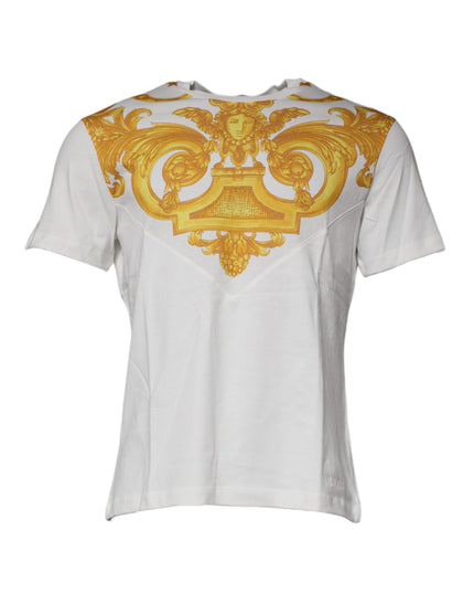 Versace White Medusa Print Cotton Crew Neck T-shirt