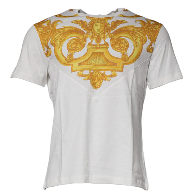 Versace White Medusa Print Cotton Crew Neck T-shirt