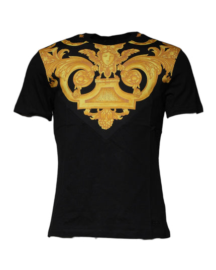 Versace Black Medusa Print Cotton Crew Neck T-shirt