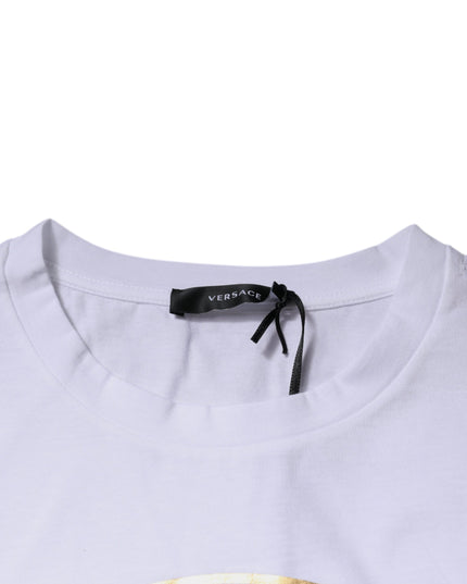 Versace White Medusa Print Cotton Crew Neck T-shirt