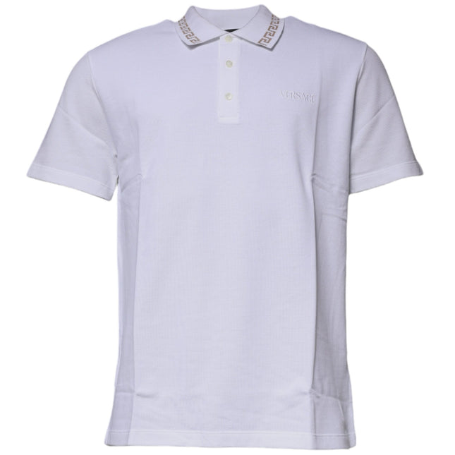 Versace White Viscose Collared Men Polo Short Sleeves T-shirt