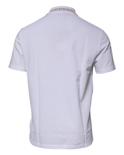 Versace White Viscose Collared Men Polo Short Sleeves T-shirt
