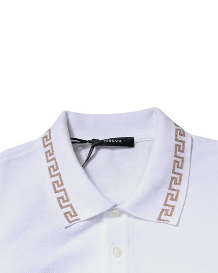 Versace White Viscose Collared Men Polo Short Sleeves T-shirt