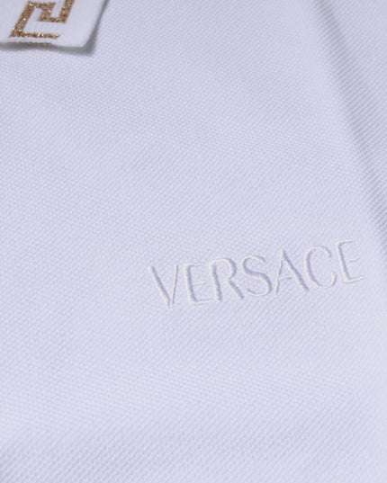 Versace White Viscose Collared Men Polo Short Sleeves T-shirt