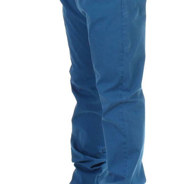 GF Ferre Blue Cotton Straight Fit Chinos