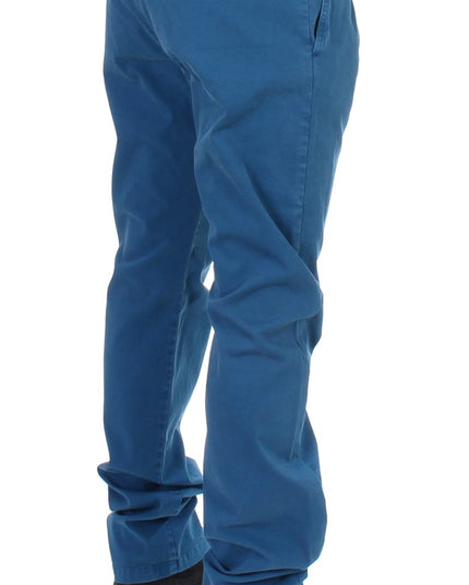 GF Ferre Blue Cotton Straight Fit Chinos