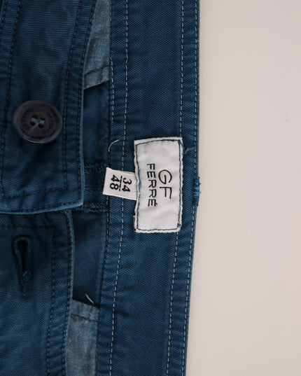 GF Ferre Blue Cotton Straight Fit Chinos