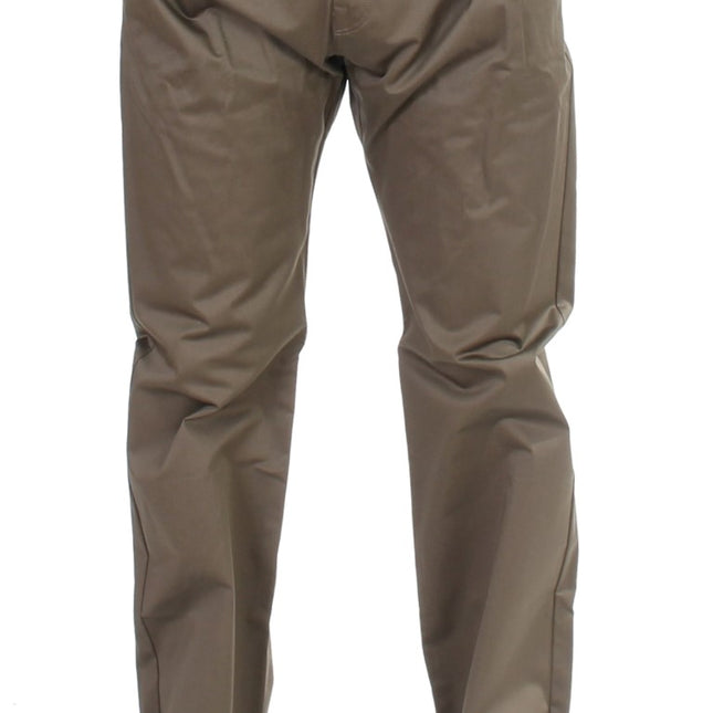 GF Ferre Green Cotton Stretch Comfort Fit Pants