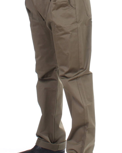 GF Ferre Green Cotton Stretch Comfort Fit Pants