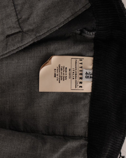GF Ferre Black Corduroy Cotton Straight Fit Pants