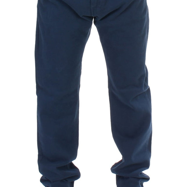 GF Ferre Blue Stretch Straight Fit Pants Chinos