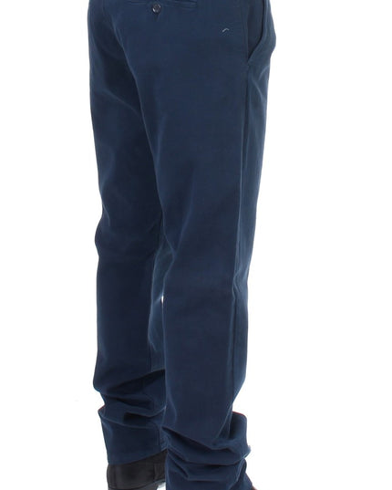 GF Ferre Blue Stretch Straight Fit Pants Chinos