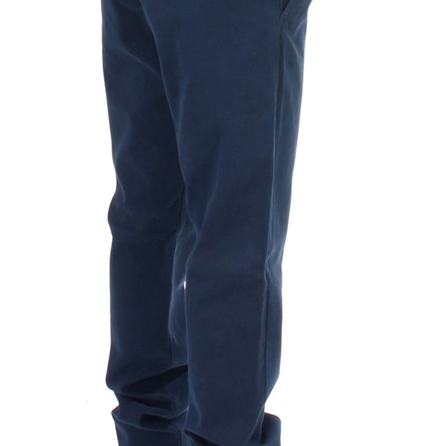 GF Ferre Blue Stretch Straight Fit Pants Chinos