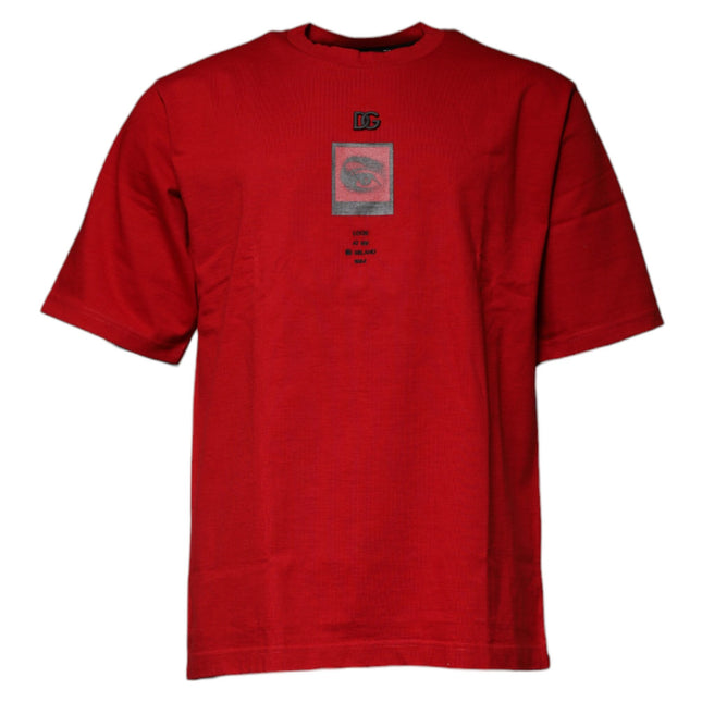 Dolce & Gabbana Red DG Eye Cotton Crew Neck T-shirt