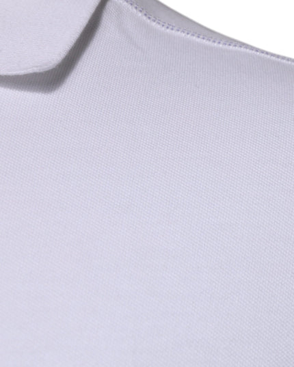 Dolce & Gabbana White Cotton Logo Plaque Collared Polo T-shirt