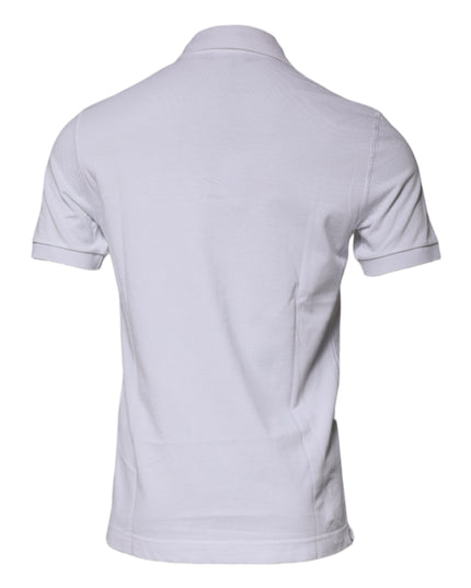 Dolce & Gabbana White Cotton Logo Plaque Collared Polo T-shirt