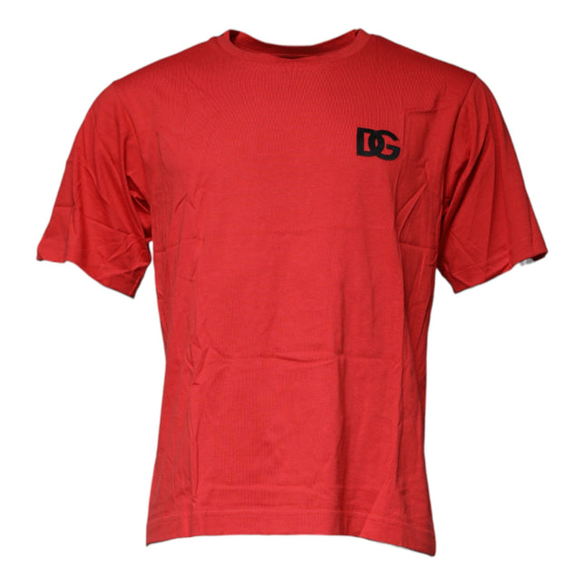 Dolce & Gabbana Red DG Logo Cotton Crew Neck T-shirt