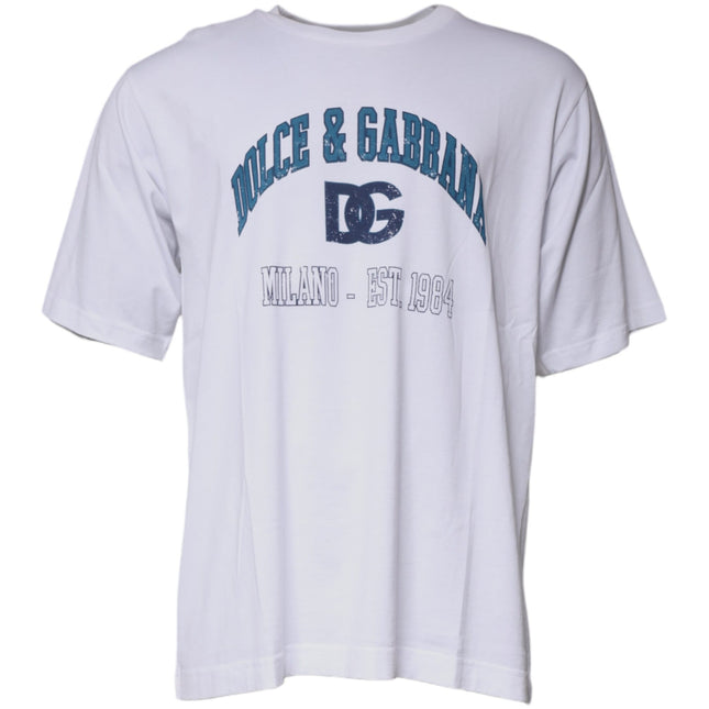 Dolce & Gabbana White DG Milano Cotton Crew Neck T-shirt