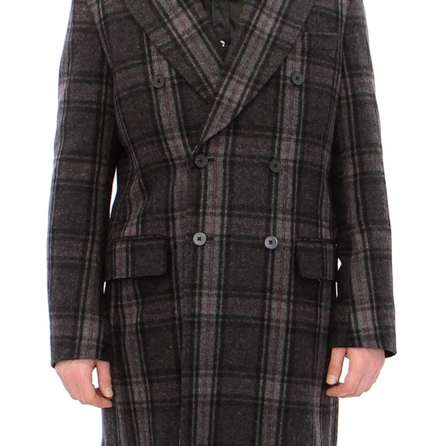 Dolce & Gabbana Gray Double Breasted Coat Jacket