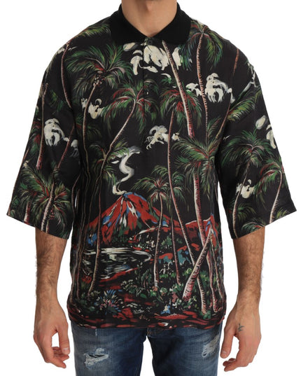 Dolce & Gabbana Black Volcano Sicily Short Sleeve T-Shirt