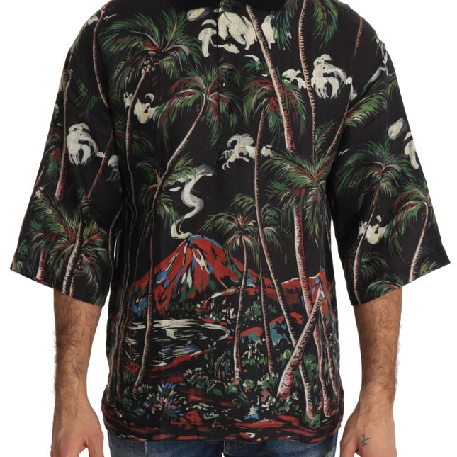 Dolce & Gabbana Black Volcano Sicily Short Sleeve T-Shirt