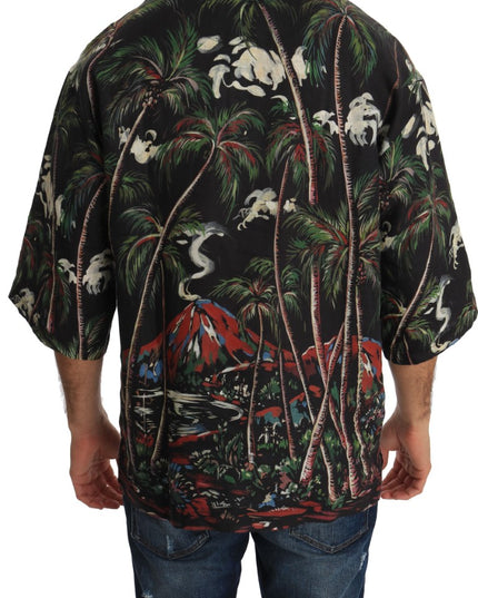 Dolce & Gabbana Black Volcano Sicily Short Sleeve T-Shirt