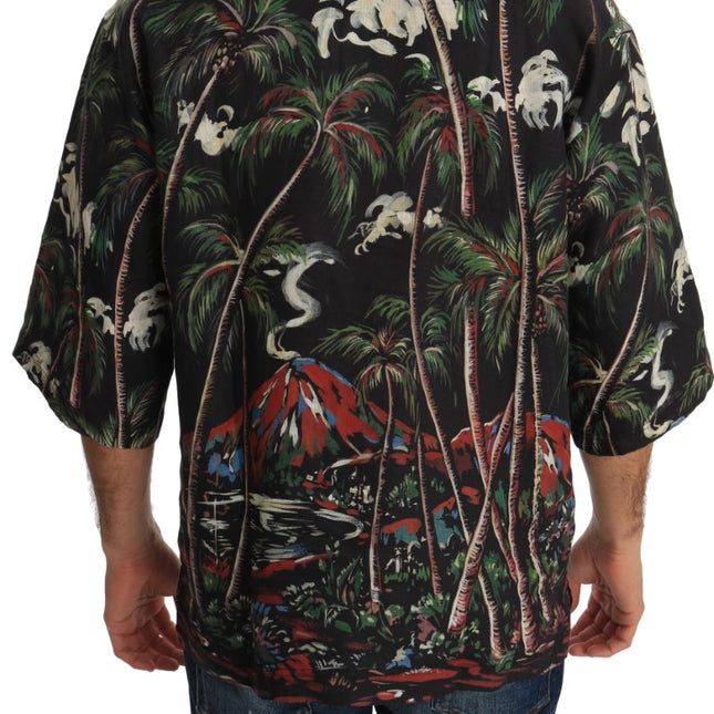 Dolce & Gabbana Black Volcano Sicily Short Sleeve T-Shirt