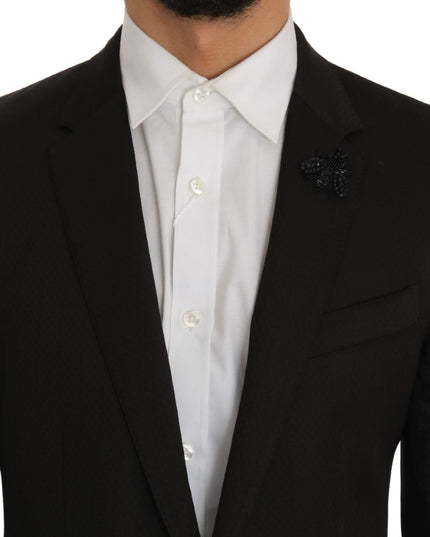 Dolce & Gabbana Brown Wool Crystal Bee Slim Fit MARTINI