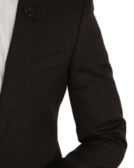 Dolce & Gabbana Brown Wool Crystal Bee Slim Fit MARTINI