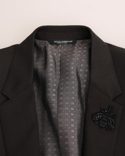 Dolce & Gabbana Brown Wool Crystal Bee Slim Fit MARTINI