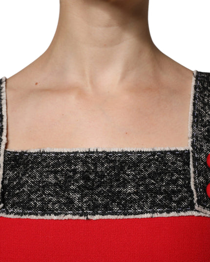 Dolce & Gabbana Red Wool Sleeveless A-line Flared Mini Dress