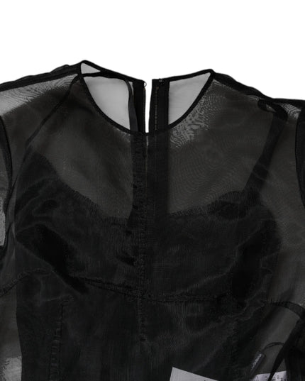 Dolce & Gabbana Black Tulle A-line Midi Cocktail Gown Dress