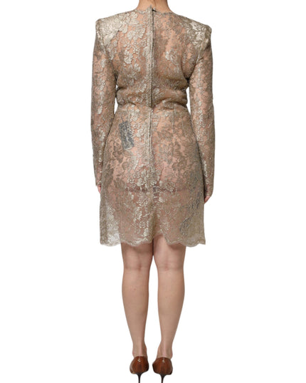 Dolce & Gabbana Gold Floral Lace A-line Sheath Mini Dress