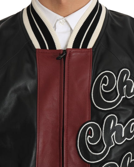 Dolce & Gabbana Leather Club Lounge Black Red Jacket