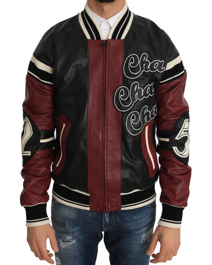 Dolce & Gabbana Leather Club Lounge Black Red Jacket