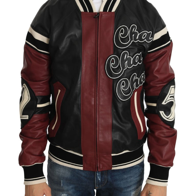 Dolce & Gabbana Leather Club Lounge Black Red Jacket