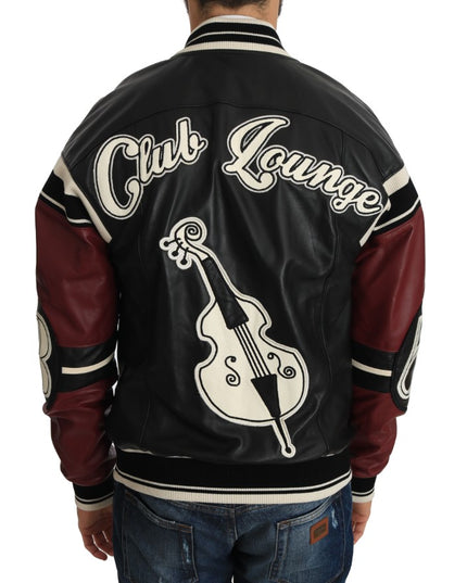 Dolce & Gabbana Leather Club Lounge Black Red Jacket