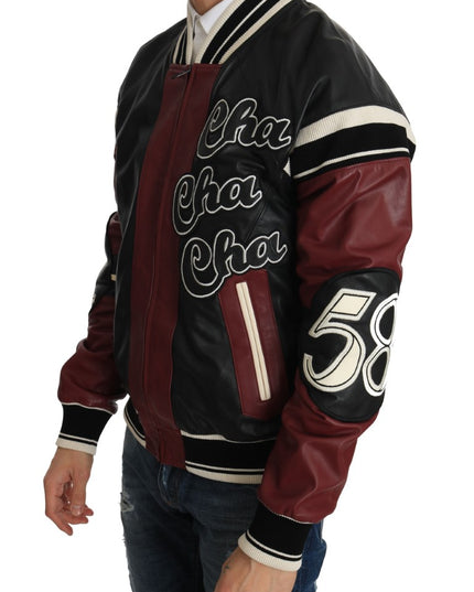 Dolce & Gabbana Leather Club Lounge Black Red Jacket