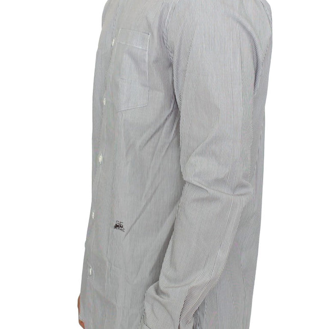 GF Ferre Gray Striped Cotton Casual Shirt