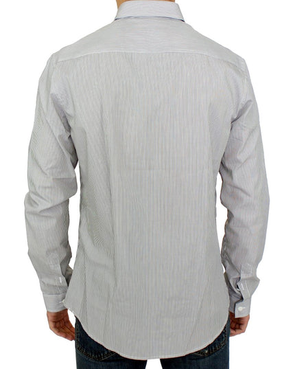GF Ferre Gray Striped Cotton Casual Shirt