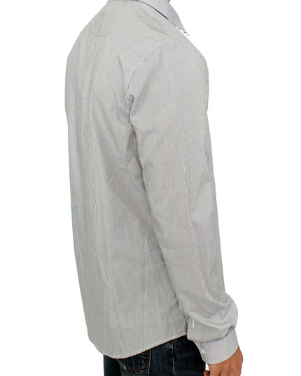 GF Ferre Gray Striped Cotton Casual Shirt