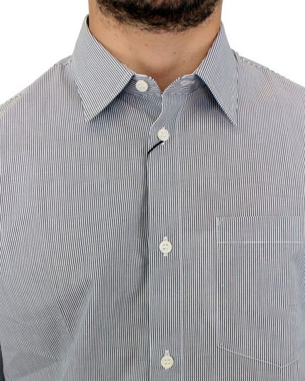 GF Ferre Gray Striped Cotton Casual Shirt