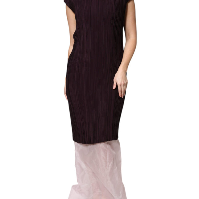 Barbara Casasola Brown Silk Short Sleeves Sheath Maxi Dress