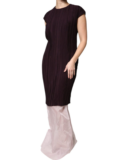 Barbara Casasola Brown Silk Short Sleeves Sheath Maxi Dress