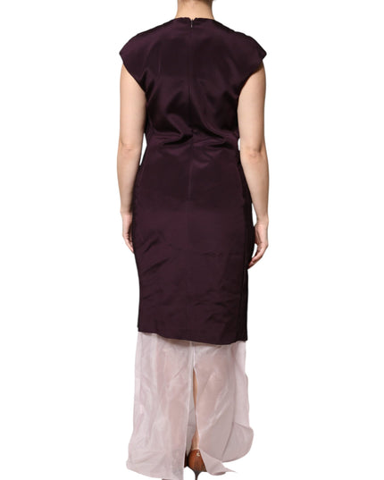 Barbara Casasola Brown Silk Short Sleeves Sheath Maxi Dress
